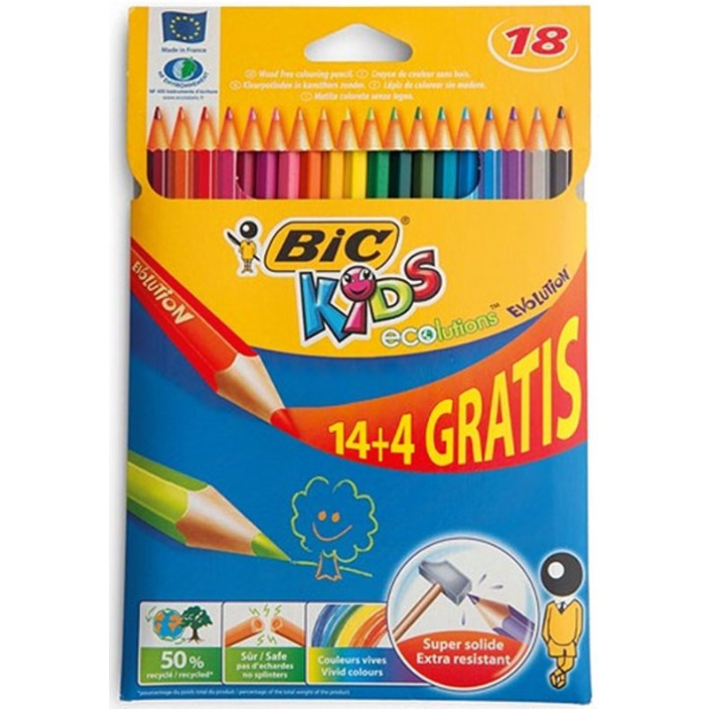BIC KIDS KLEURPOTLODEN 14+4 GRATIS