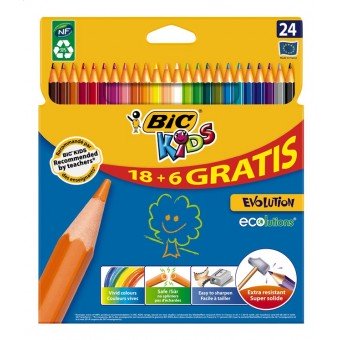 BIC KIDS KLEURPOTLODEN 18+6 GRATIS